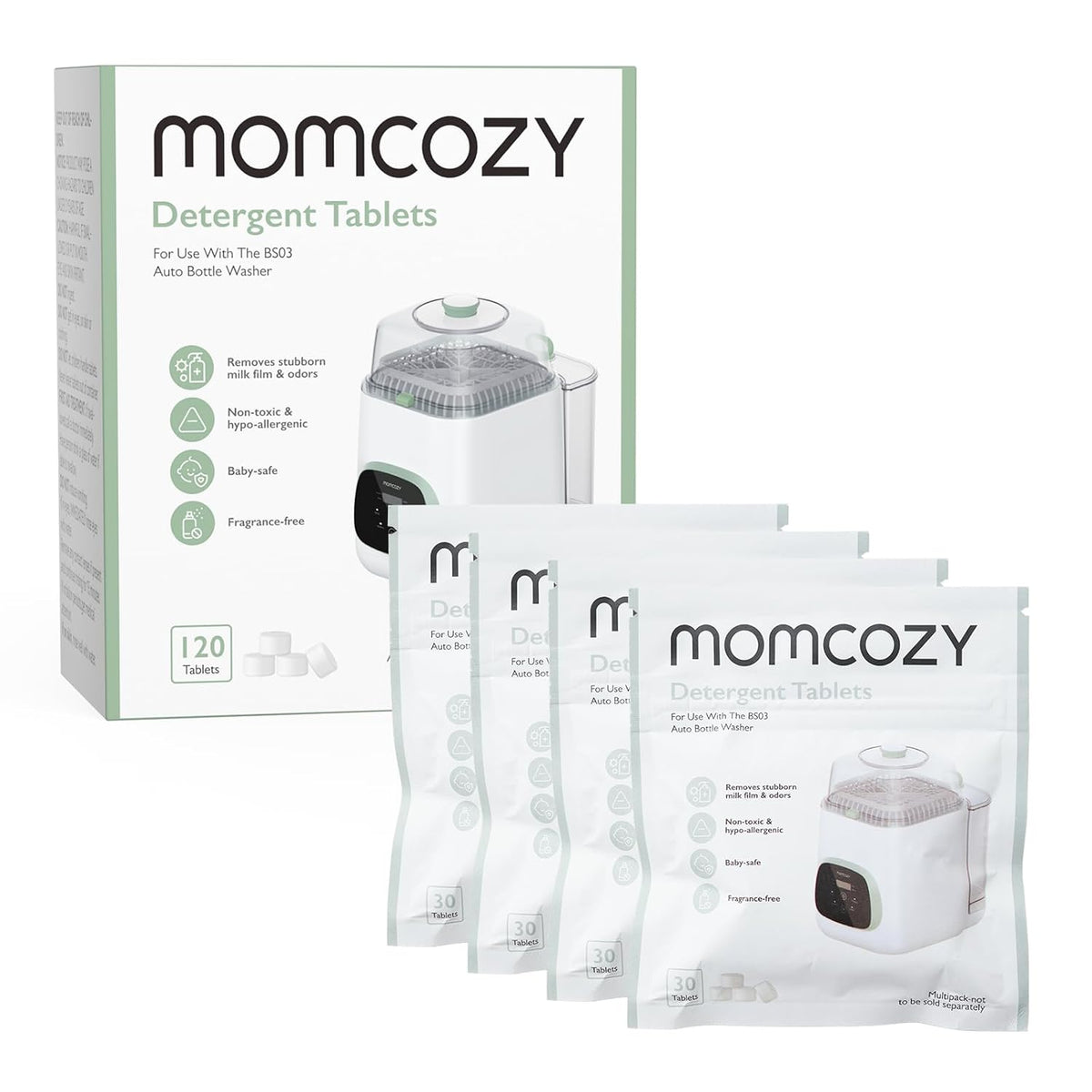 Momcozy Official Washing Block – 120 Detergent Tablets for KleanPal Pro Baby Bottle Washer