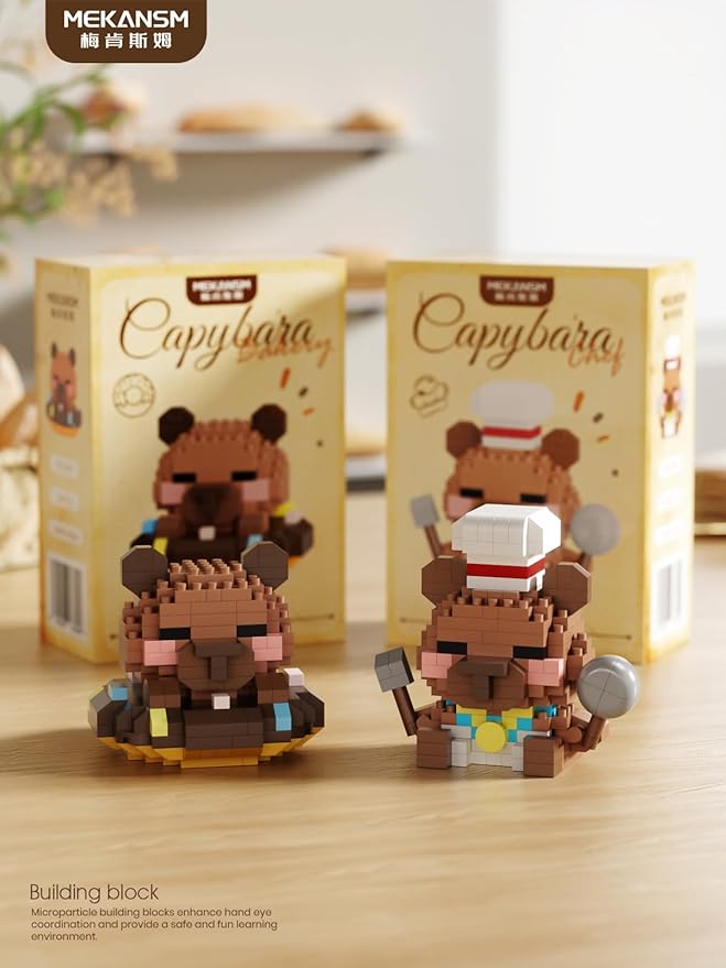 Caterpillar Sausage Buns Cute Capybara Baking Bread Series Mini Building Toy Kawaii Animals Set Micro Adorable Pet Buildings Small Bricks Gifts Toys