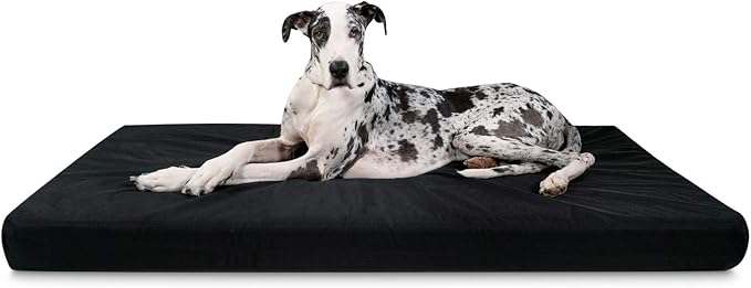 K9 Ballistics Tough Ripstop Orthopedic Rectangle Dog Bed Removable Washable Cover, Solid Orthopedic Foam for XX-Large Dogs 68"x40", Obsidian Black