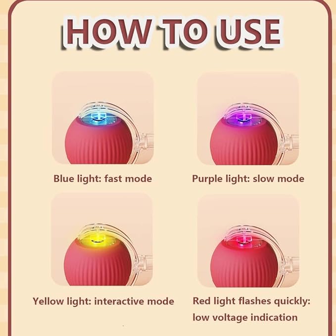 Interactive Cat Toys for Indoor Cats, Agility Move Cat Balls,Motion Activated Cat Balls, Cat Toys for Bored Indoor Cats (Pink)