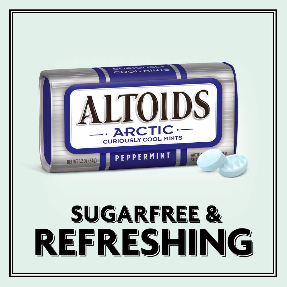 altoids arctic peppermint breath mints sugar free 1.2 oz tin pack of 8