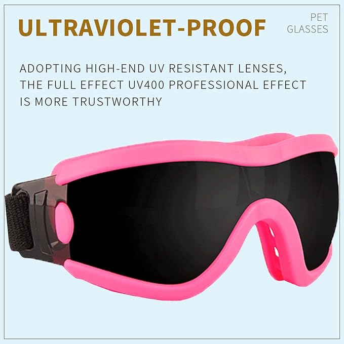 Medium Dog Sunglasses with Adjustable Strap UV Protection, Winproof Puppy Sunglasses, Suitable for Dogs Eyes Protection，Soft Dog Goggles
