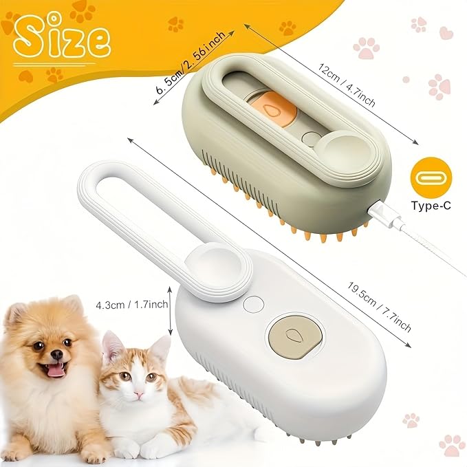 Cat Spritz Defur 3in1 Steamer Comb for Cats and Dogs Grooming Tool (White+Essence)