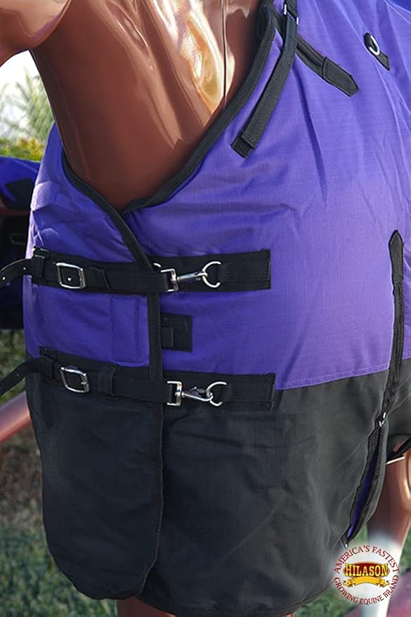 HILASON 1200D Winter Waterproof Poly Horse Turnout Blanket Belly Wrap Purple | 74 in