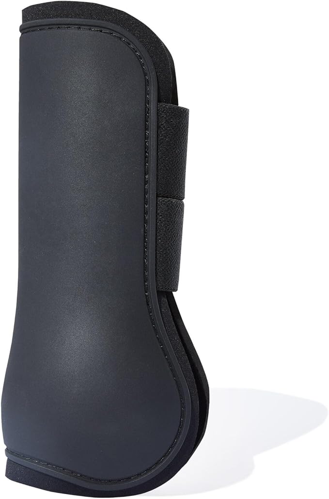 HORZE Adepto Open Front Tendon Boots | Durable Shell with Neoprene Lining - Black - Cob