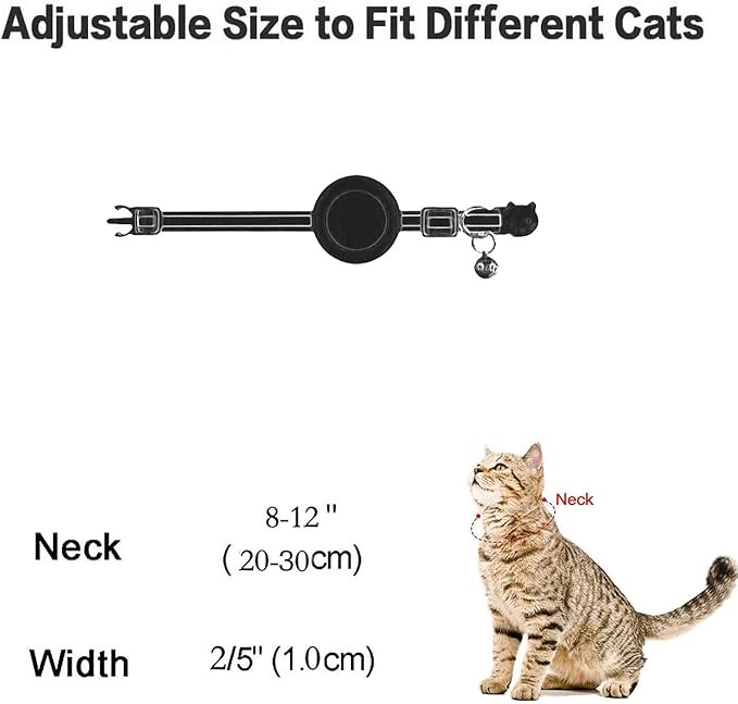 Airtag Cat Collar Breakaway, Safety Kitten Collar with Apple Airtag Holder, GPS Cat Collar with Bell, Lightweigh Tracker Cat Collars for Girl Boy Cats, Kittens and Puppies (Yellow Moon)