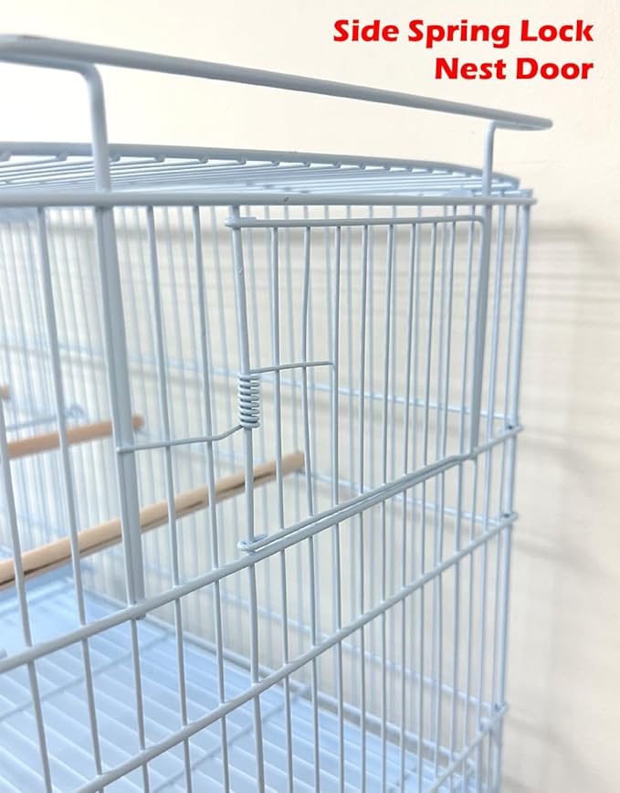 Combo: White Stack & Lock Breeder Bird Flight Cage Breeding Nest Door Double Removable Center Divider with Rolling Stand (38"x11"x15"H LOT-2-STAND, White)
