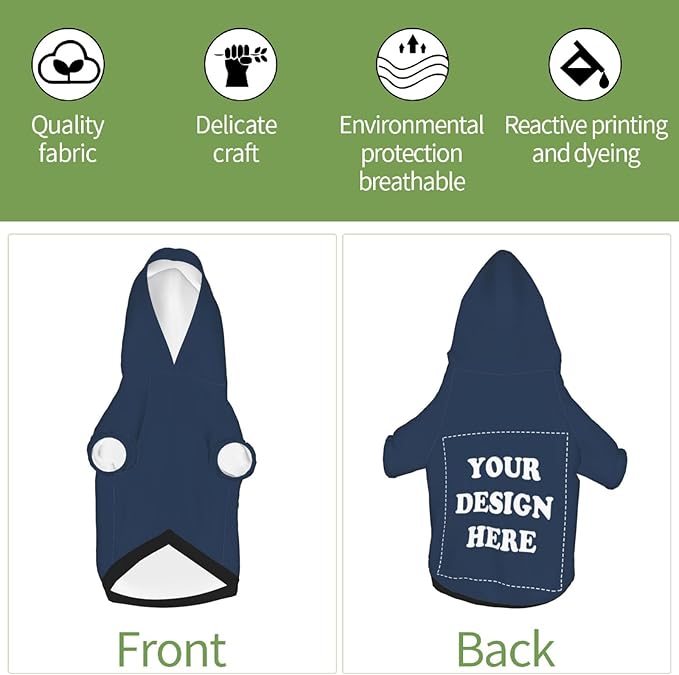 Dog Costume, Custom Dog Hoodie, Dog Name Costume Holiday Pet Pajamas Outfit, Personalized Pet Coat Costumes for Small Medium Large Dogs and Cats for Winter, Navy, XL