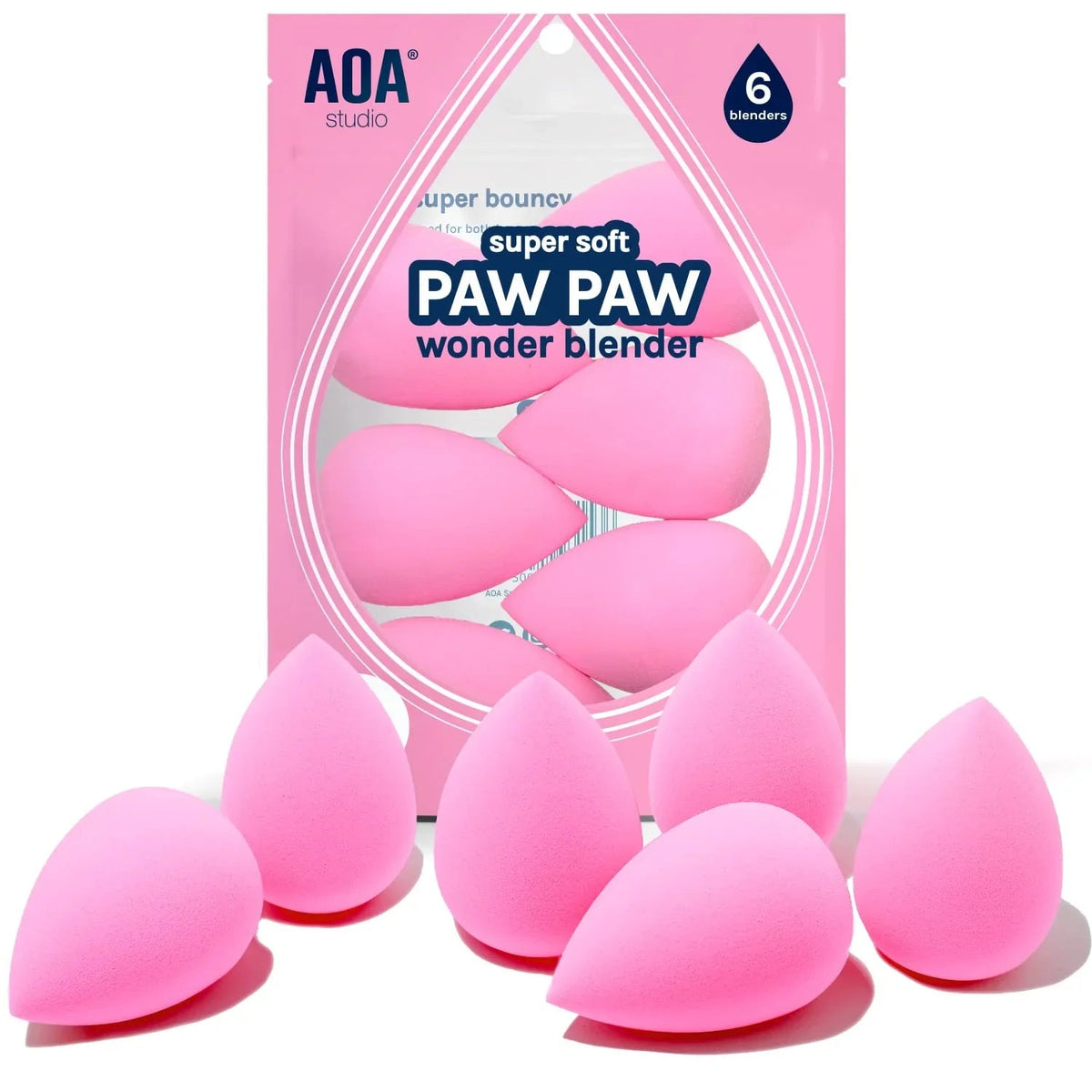 AOA Studio Latex-Free Makeup Sponge Set of 6, Super Soft for Powder, Cream & Liquid