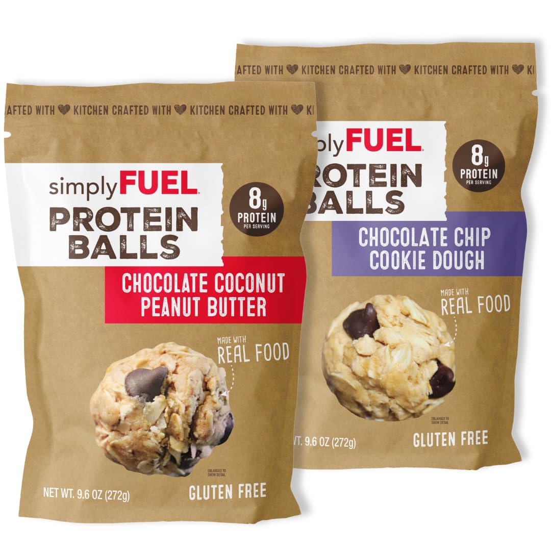 simplyFUEL Whole-Food Protein Balls (Peanut Butter Chocolate Coconut Fusion) - 8 g High-Protein, Gluten-Free, Healthy Snack for Adults & Kids - 9.6 oz