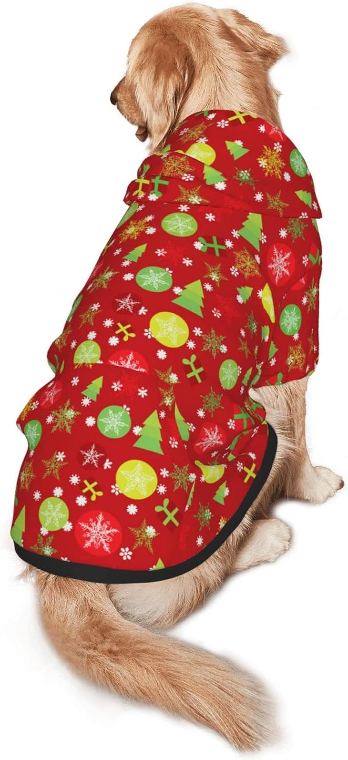 Christmas Tree Print Hoodie,Christmas Cosplay Dog Clothes with Pocket and Hat Winter Clothes Sweaters Xx-Large