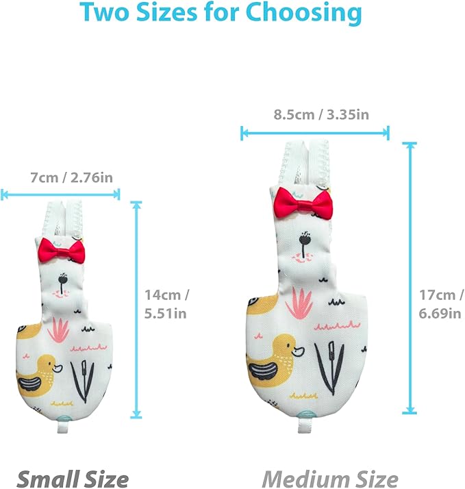 UKJENT Bird Diaper Protective Parrot Nappy - 2 Pack, Reusable Flight Suit with Waterproof Inner Layer, Washable Cute Urine Wet Suit for Cockatiel Monk Parakeet Sun Parakeet Lory(M)