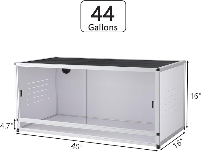 Reptile Enclosure 40x16x16'' Large Reptile Terrarium Habitat Tank for Bearded Dragon Gecko Lizard Snake, 44 Gallon Wide Breeding Lounge Vivarium Area with Sliding Doors Lock