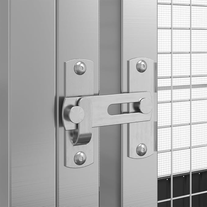 Large Metal Heavy Duty Walk-in Aviary Cage with Extension, Ample Activity Space Bird Cage with Lockable Door Also for Chickens and Rabbits, Silver 327.6"x81.5"x83.5" Steel,-521