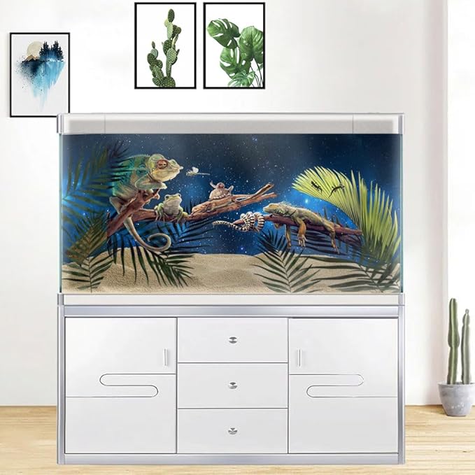 30X18IN Starry Aquarium Background, Art Starry Fish Tank Decorations Background, with 8 EVA Double-Sided Tape