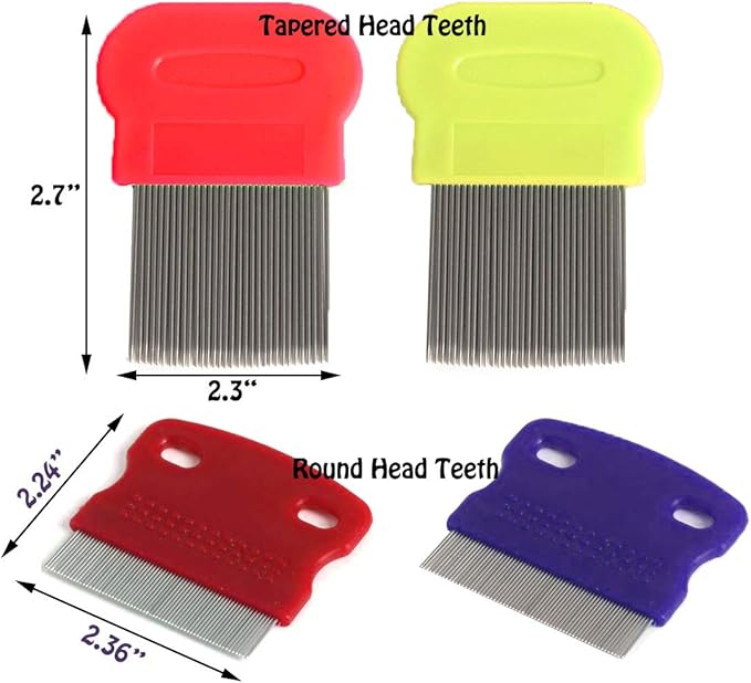 7 Pcs Pet Dog Grooming Comb, Metal Head Comb for Long Hair, Dog Tear Stain Remover Combs, Hair Combs Remover for Dogs Cats, Pet Grooming Tool Removes Crust, Mucus and Stains - 5 Types