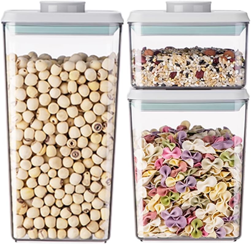 Ankou Airtight Food Storage Container Sets with Lids 6Pcs Pop Containers for Kitchen Pantry Organization BPA-Free Stackable Kitchen Storage Containers for Cereal Flour Sugar (0.5, 1.2, 1.8qt)*2