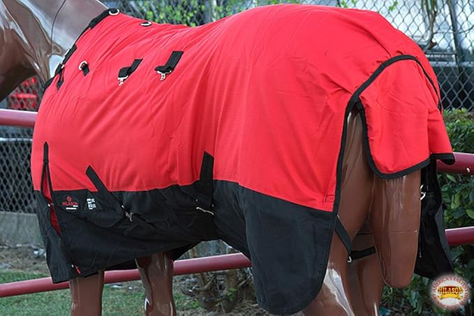HILASON 1200D Winter Waterproof Poly Horse Turnout Blanket Belly Wrap Red | 80 in