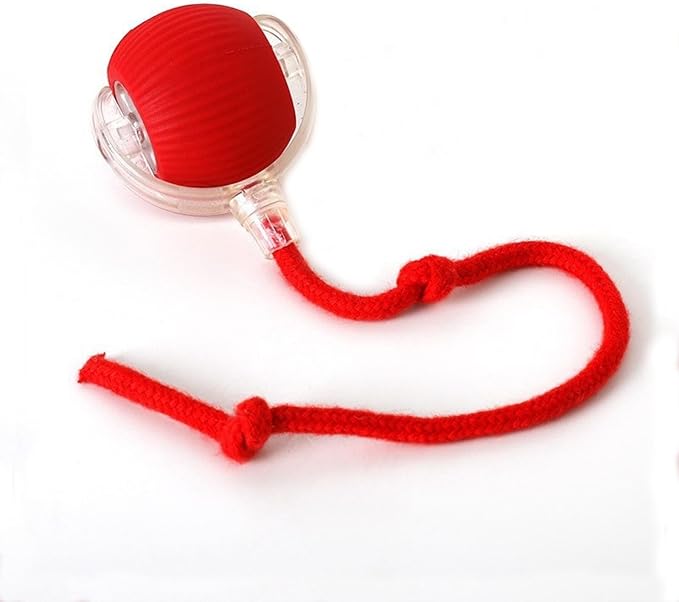 Electric Cat Toy - Automatic Rolling cat Toy with Motion sensors, Designed for Indoor Cats, Suitable for Solo Play (USB Rechargeable) (Red)