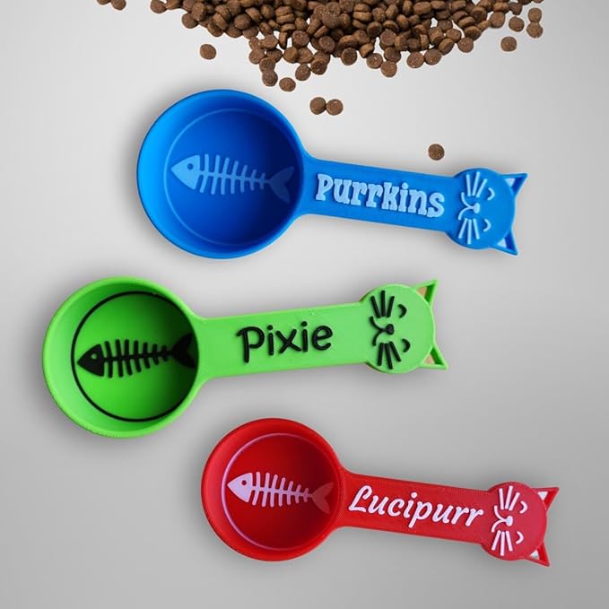 Personalized Cat Food Scoop, Cat Food Measuring Cup with Name, Kibble Scoop (4 oz - 1/2 cup)