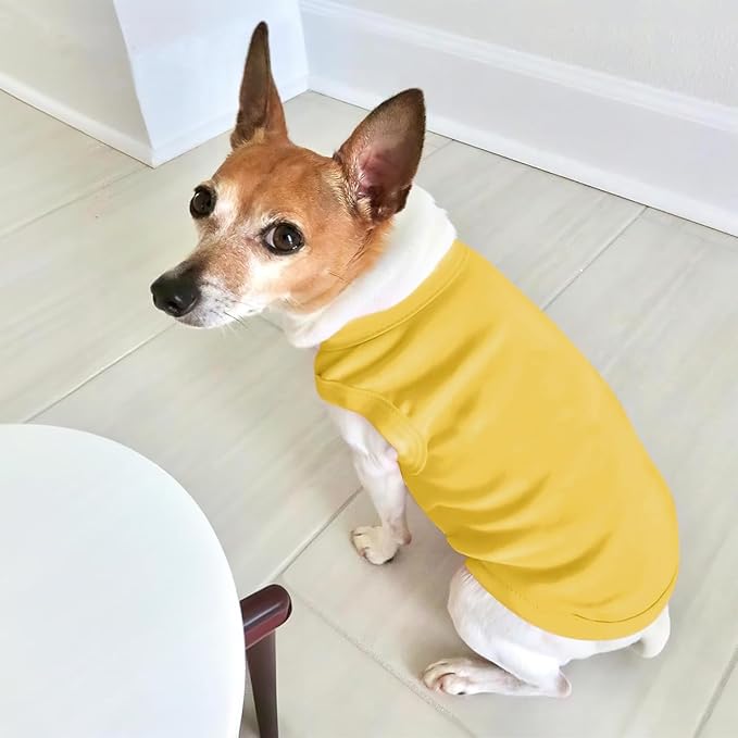 Custom Dog Clothes Shirts for Small Large Dogs Breathable Pet Shirt Customized Image Text Sleeveless Tank Tops for Puppy Cats Customize Pets Apparel Gifts, Yellow, 3XL