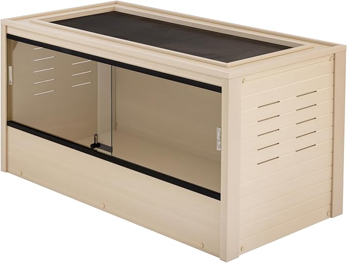 New Age Pet ECOFLEX Two Medium Reptile Enclosures with Matching Stacker and Cabinet Stand Set in Maple