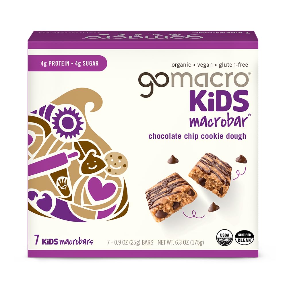 Gomacro, Macrobar Kids Chocolate Chip Cookie Dough Organic 7 Count, 6.3 Ounce