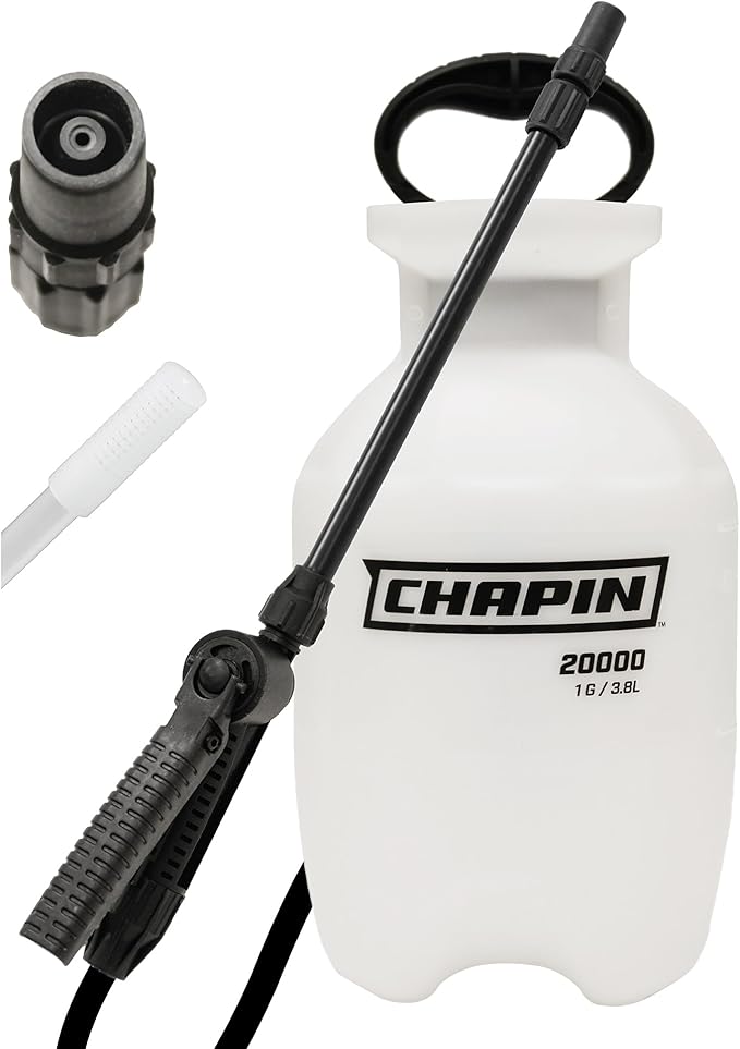 Chapin USA 20004 Pump Sprayer, 1 Gallon, Lawn and Garden, Hand Pressurized, Anti-Clog Filter, Adjustable Spray Nozzle, Spraying Plants, Watering, Weeds, Fertilizer and Pests, Translucent