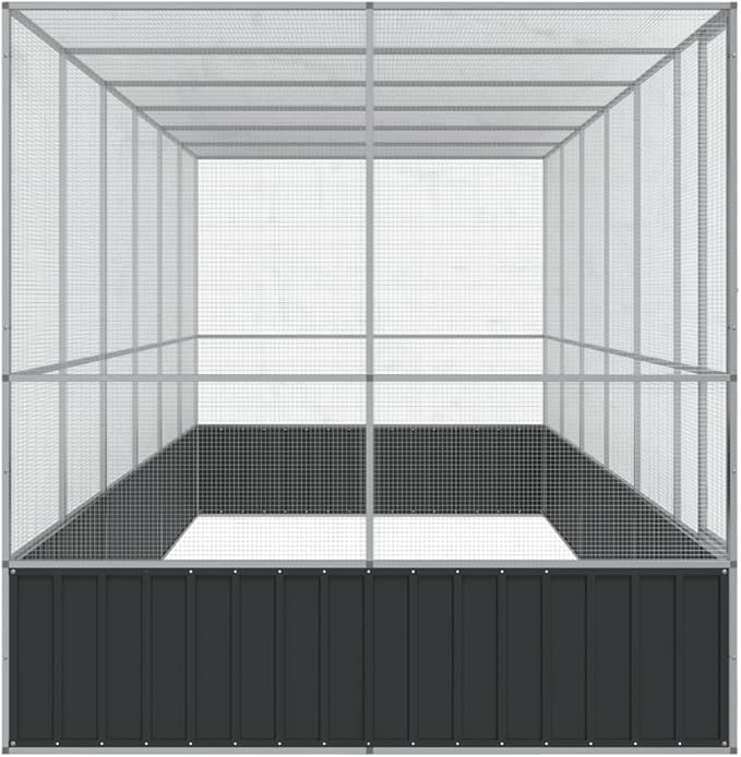 Outdoor Aviary Bird Cage, Galvanized Steel Outside Ample Activity Space Birdcage, 246.1"x81.5"x83.5", -269