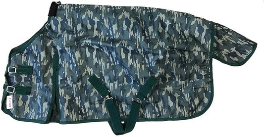 AJ Tack 1200D Waterproof Winter Pony Blanket - 300g Heavyweight Turnout with Fleece Collar, Shoulder Gussets & Tail Flap - Camouflage 60"