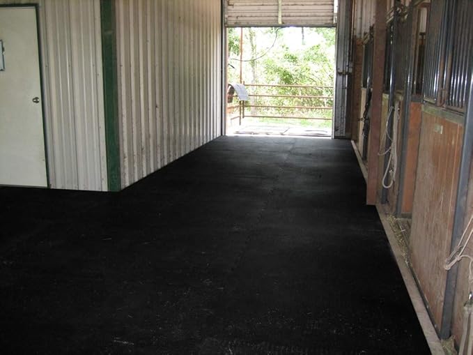 American Floor Mats - Horse/Stable Mats - Heavy Duty Stall Mats - Thick, Durable Rubber Flooring Solid Black 1/2" Thick – 4' x 25' Roll