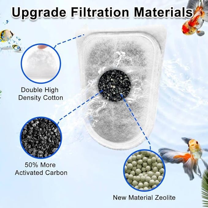 10 Pack Large Replace Filter Cartridge for Whisper EX Filter, Fish Tank Carbon Filter Cartridges for Aquarium, Compatible with Whisper EX30/EX45/EX70 Filters
