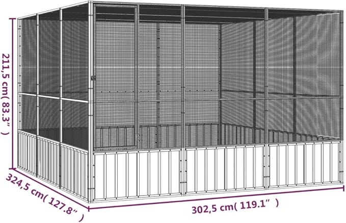 Steel Bird Cage,Large Flight King Bird Cage for Cockatiels African Grey Quaker Amazon Sun Parakeets Green Cheek Conures Pigeons Parrot Bird Cage Birdcage,Anthracite 119.1"x127.8"x83.3" -AA