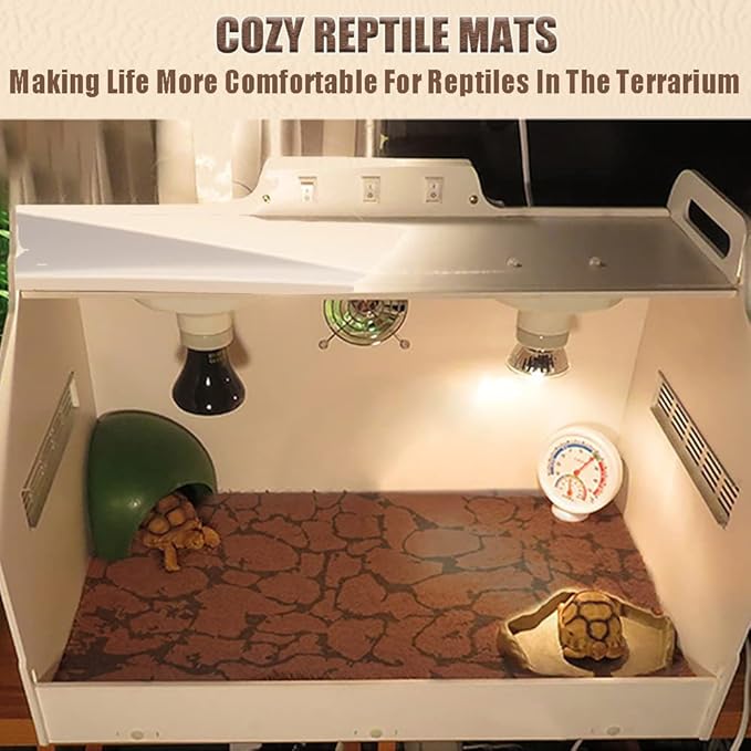 Tfwadmx 2 PCS Reptile Carpet Sand Mat Pet Terrarium Liner Lizard Bedding Mat Substrate Leopard Gecko Tank Accessories for Tortoise Turtle Snake Chameleon with Tweezers 16x23In