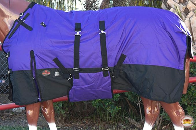 HILASON 1200D Winter Waterproof Poly Horse Turnout Blanket Belly Wrap Purple | 80 in