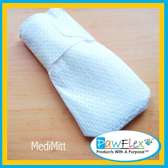 Medimitt Paw Bandages for Dogs, Cats and Pets – Stretchy Medical Booties, First Aid for Paws – Non Slip, Non Adhesive, Breathable, Disposable, Washable, Adjustable Strap, Value Pack (2XS 12-Pack)