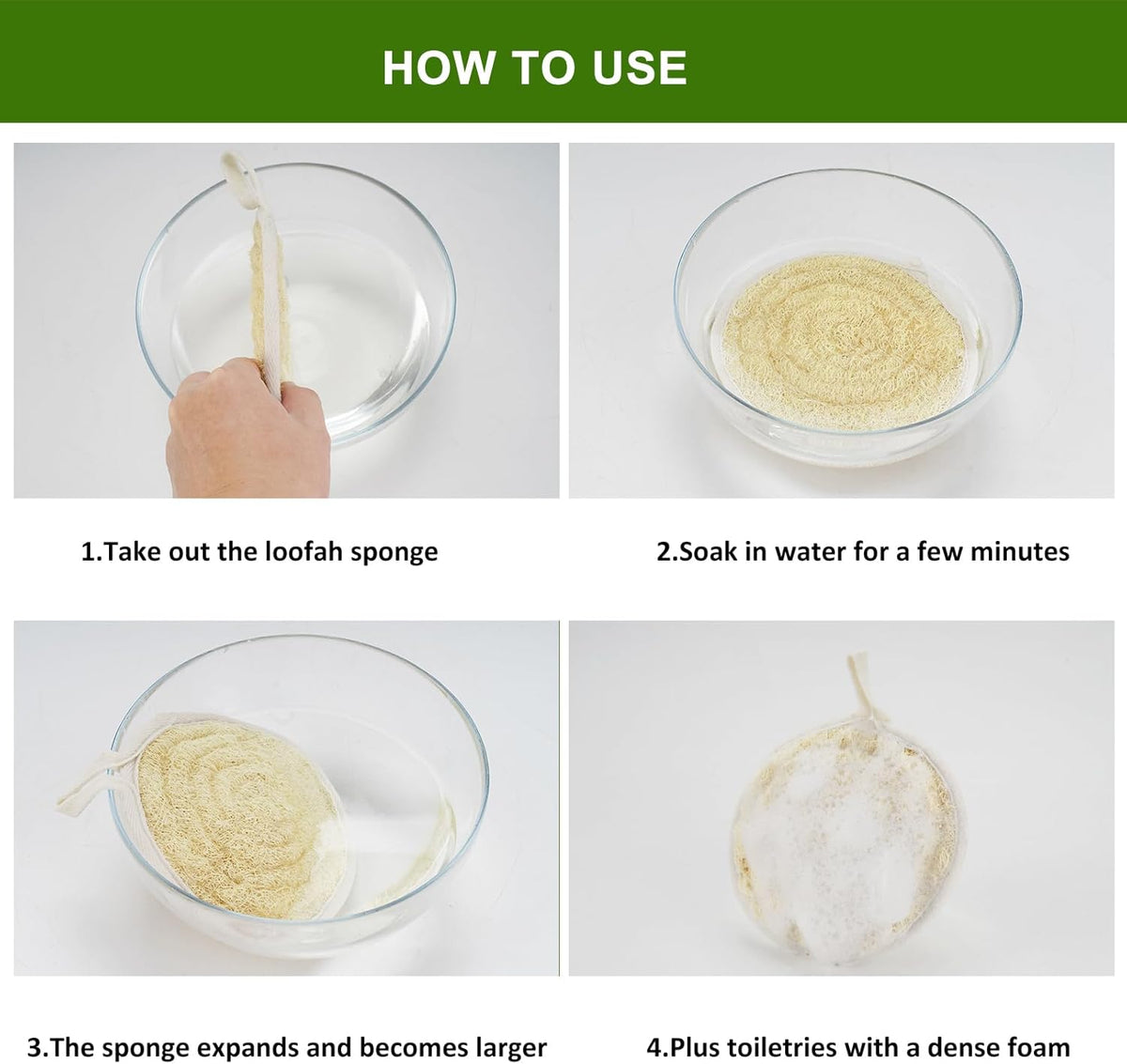 Natural Loofah Dish Sponge Pack of 2, Compostable and Cellulose Kitchen Loofah, Luffa Eco-Friendly Loofah Sponges for Cleaning Kitchen, Bathroom and Household