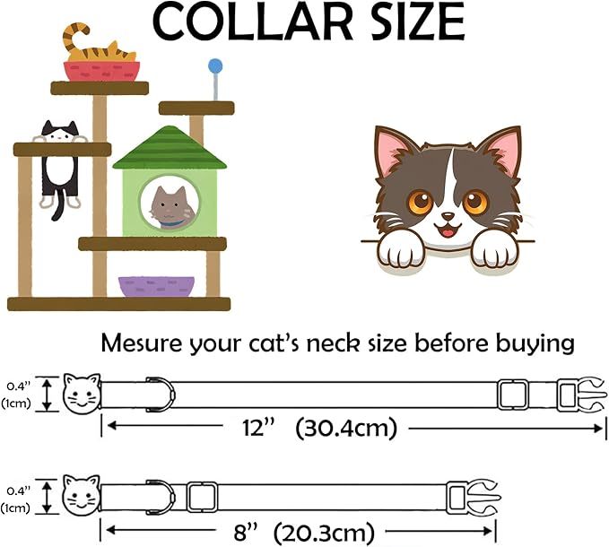 Elegant little tail 2 Pack Cat Collar- Pink&Blue Linnet Cat Collars Breakaway with Bell Pendant Wedding Kitten Boy Girl Safety Adjustable 7-12 Inch Collar for Small Cats Puppy