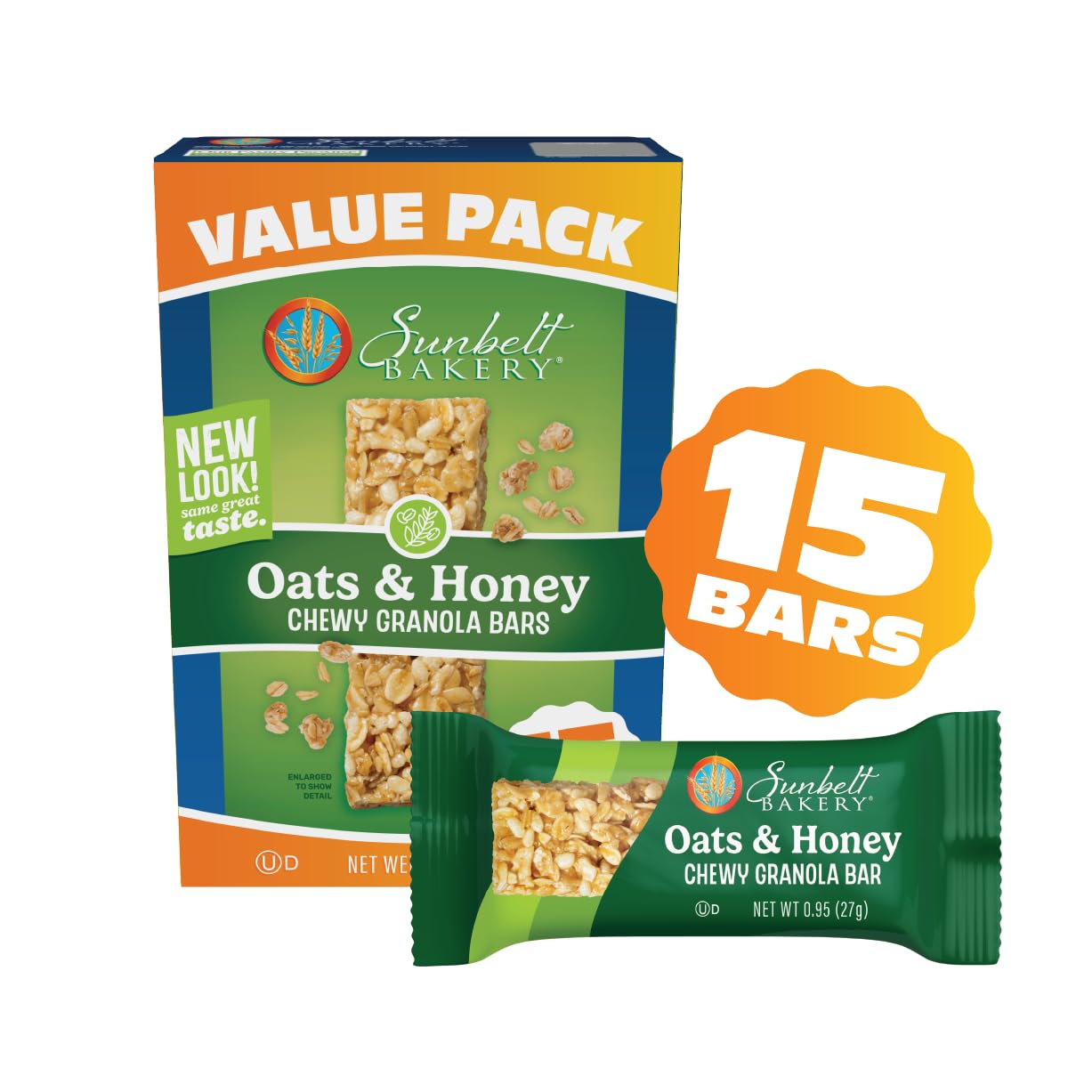 Sunbelt Bakery Oats & Honey Chewy Granola Bars, 14.26 Oz. 15 Count (Box of 1)