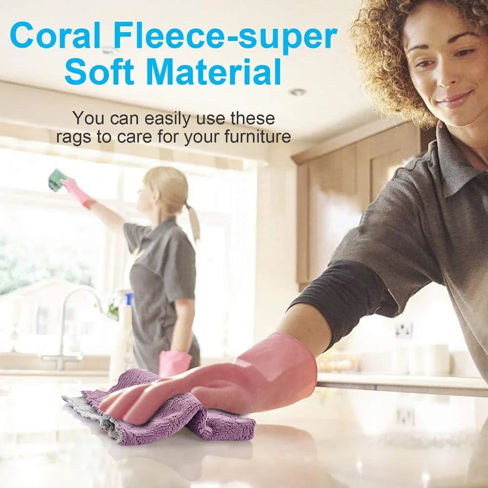 12PCS Double-Sided Microfiber Kitchen Towels, Reusable Cleaning Cloths 10x6