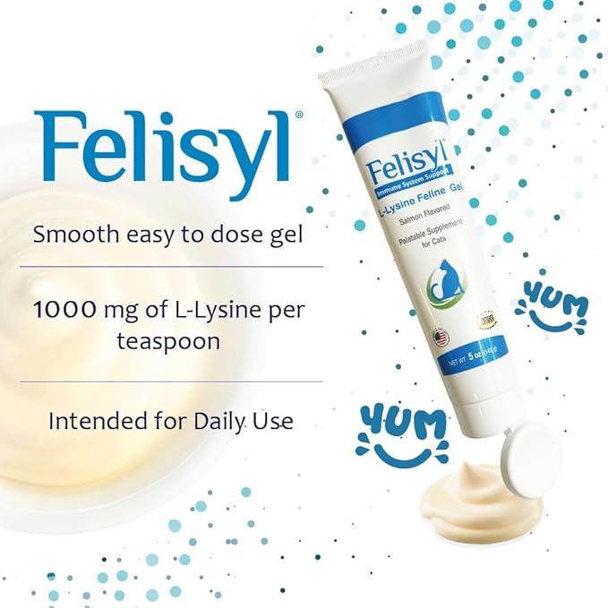 L-Lysine Gel for Cats (5oz) – Supports Immune, Respiratory, and Eye Health. Eases Sneezing, Runny Nose, and Watery Eyes. Tasty Salmon Flavor - Made in The USA (2 Pack)