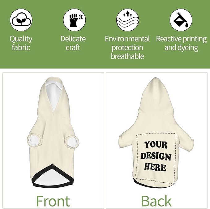 Dog Clothes, Custom Dog Hooded Sweatshirt, Personalized Pet Costume Robe Shirt with Text/Image/Club Name/Pet Shop Logo for Small Medium Large Dogs and Cats, CreamYellow, M