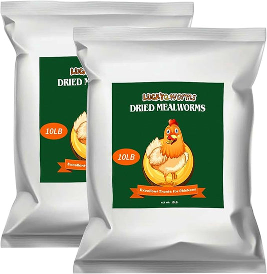 20lbs Mealworms, High-Protein Dried Mealworms for Birds, Chickens, Turtles, Fish, Hamsters and Hedgehogs, Non-GMO and Chemical Free, All Natural Animal Feed