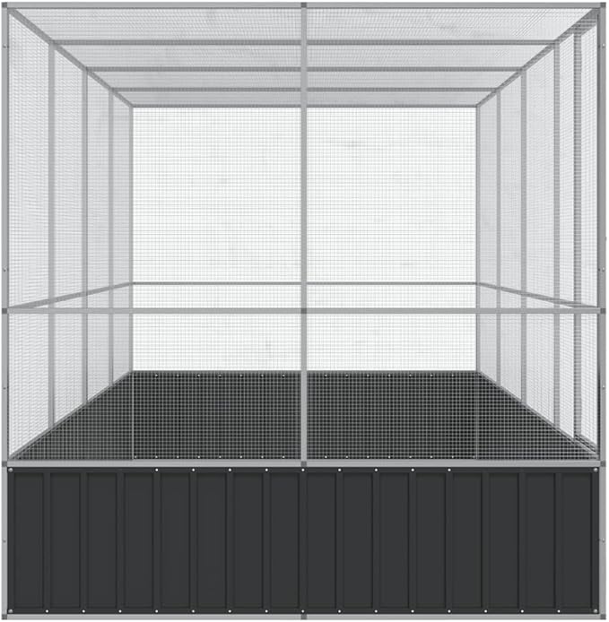 Steel Aviary with Extension, Large Bird Cage with Lockable Door, Aviary Spacious and Versatile Cage Ideal for Parakeets, Parrots, Lovebirds, Cockatiels, Pigeons, 164.6"x81.5"x83.5",-281