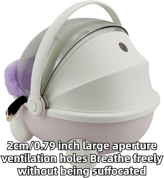 Sugar Glider Carrier Cage with Warm Nest, Cushion, Mat and Safe Lock, Portable Cages with Chain, Small Animals Travel Carrier Plastic Breathable Outgoing Box for Hamsters (Blue)