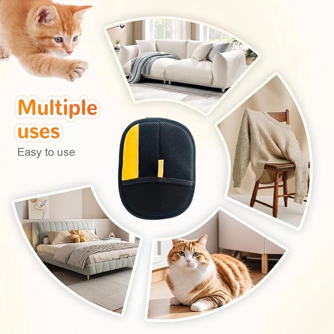 2025 Upgrade Pet Hair Remover Electrostatic Gloves, Reusable Pet Hair Removal Glove for Cats & Dogs, Premium Cat & Dog Hair Remover Mitt for Couch Furniture Carpet Car Seat (2)