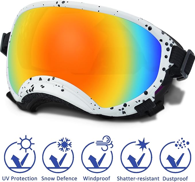 Medium Dog Sunglasses with Adjustable Strap UV Protection, Winproof Dog Puppy Sunglasses, Suitable for Medium Dog Pet Glasses, Dogs Eyes Protection,Soft Dog Goggles