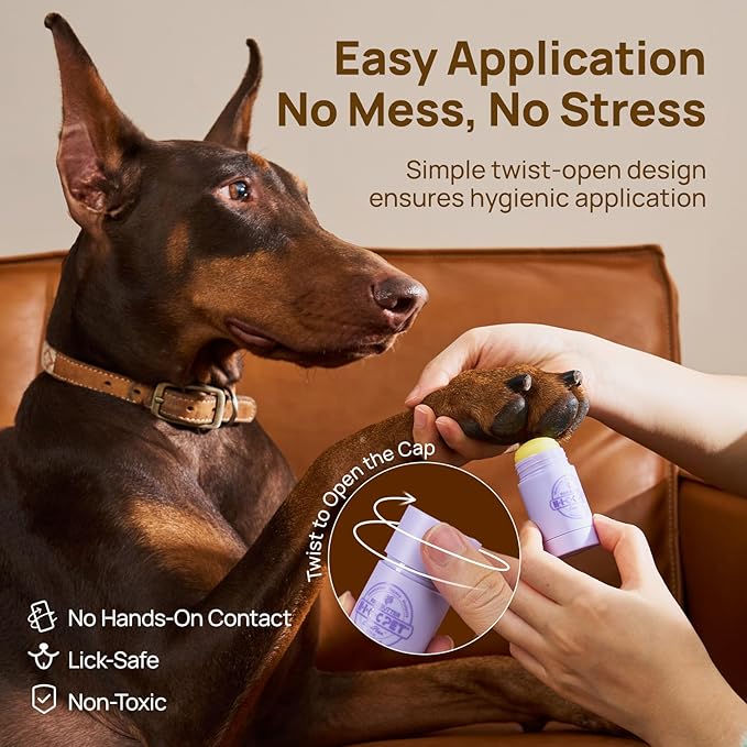 HICC PET Dog Paw Balm 1.06 oz for Dogs & Cats, Soothing Paw Balm Dogs Lick Safe, Moisturizing and Healing Dry Cracked Paws Cat Paw Balm, All-Natural Paw Wax for Dogs, Improves Rough Paws Relieves Odor