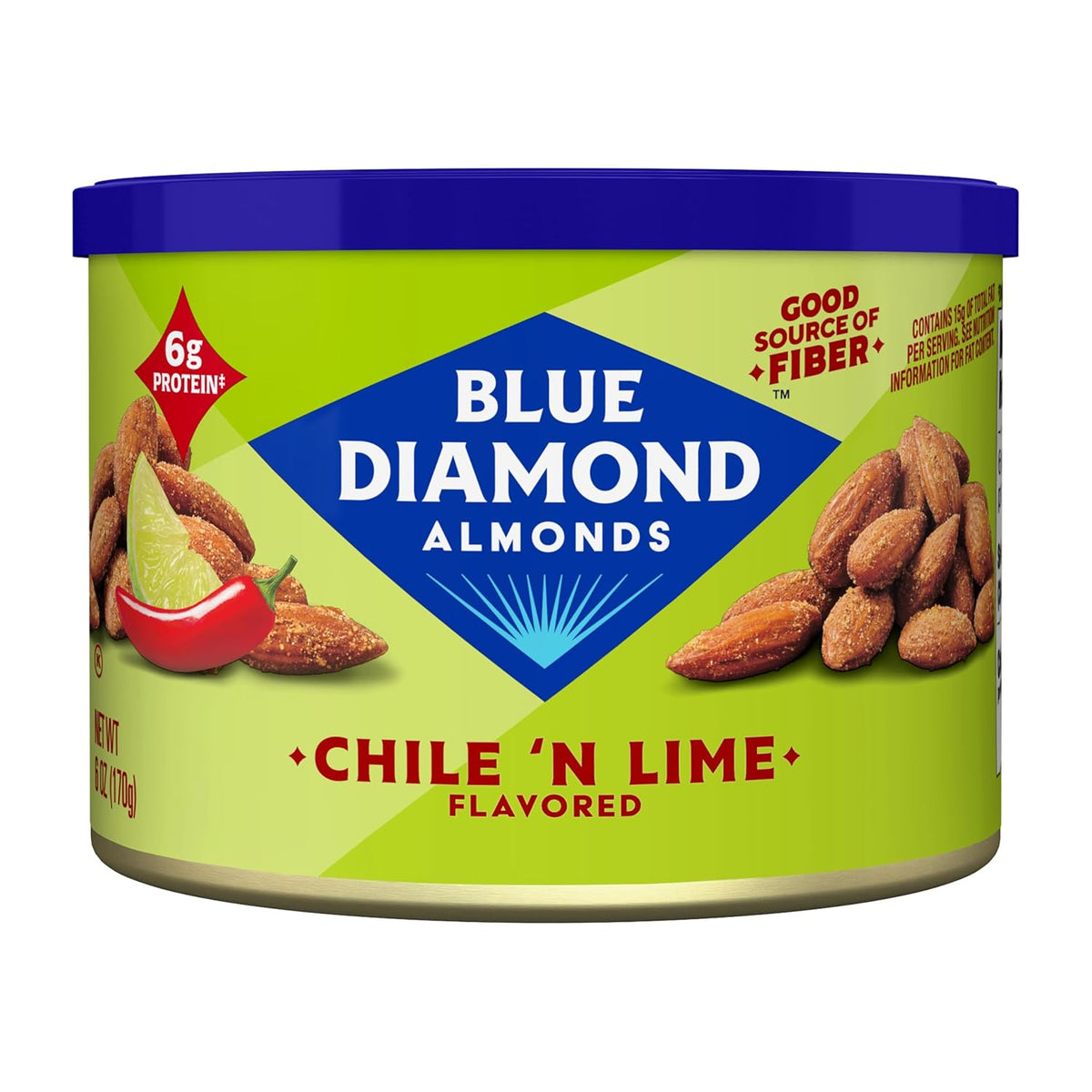 Blue Diamond Almonds, Classic Blueberry Flavored Sweet Snack Nuts, Non-GMO, Kosher, and No Gluten Ingredients or Artificial Flavors, Great size for On-the-go, Lunch, Adults and Kids, 6oz Can