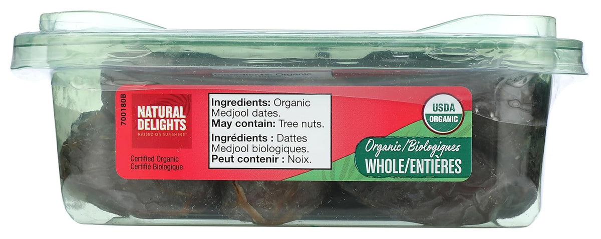 Natural Delights Fresh Medjool Dates (1 lb.) | Great Snacks for Adults and Kids | Non-GMO Verified | Superfood | No Sugar Added | Good Source of Fiber | 16 Vitamins & Minerals Packaging may vary